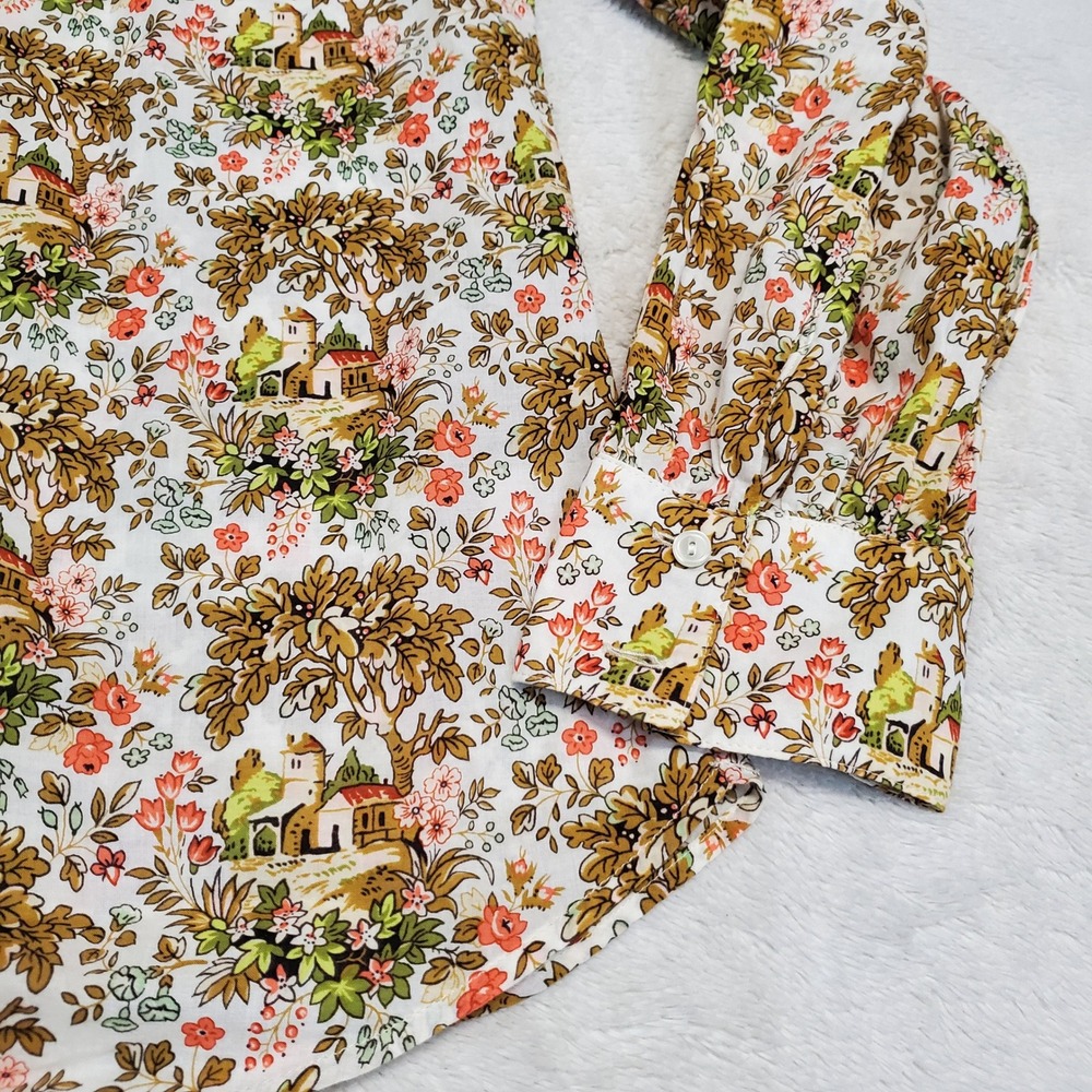Talbots Cream Tuscan Long Sleeve Blouse Top Medium Classic Office Artsy Eclectic - Picture 3 of 9